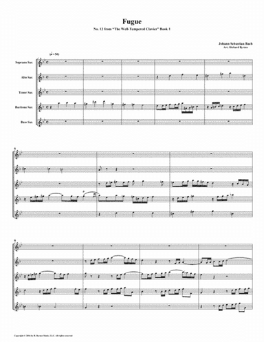Fugue 12 from Well-Tempered Clavier, Book 1 (Saxophone Quintet) (arr. Richard Byrnes)