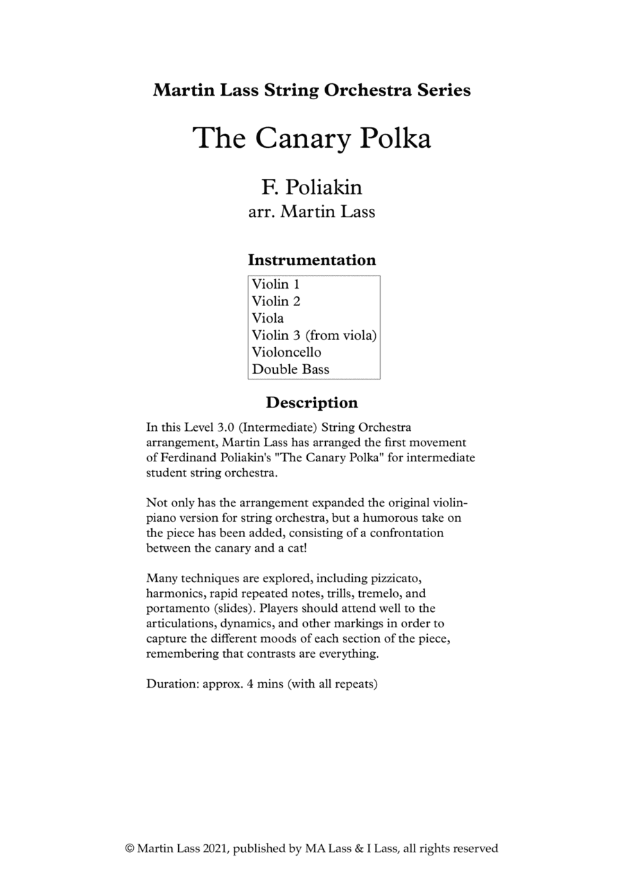 The Canary Polka (arr. Martin Lass)