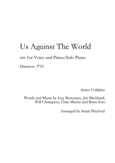 Us Against The World (arr. Sarah Playford)
