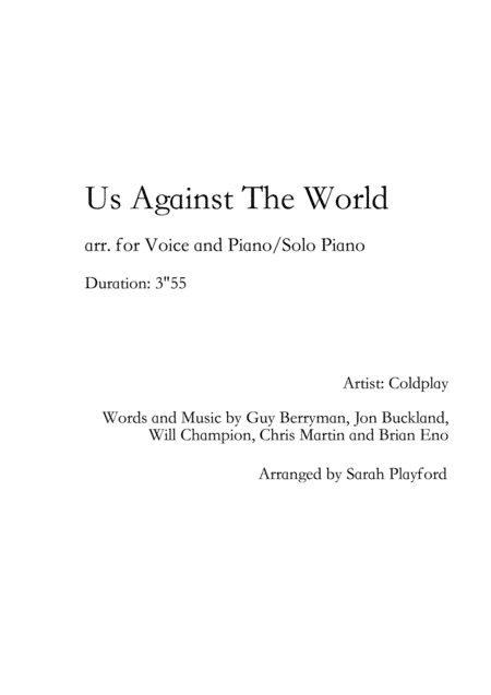 Us Against The World (arr. Sarah Playford)