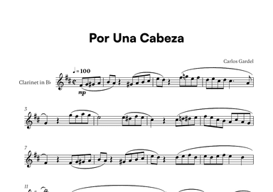 Carlos Gardel - Por Una Cabeza for Clarinet in Bb Solo (arr. Cadenza Editions)