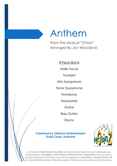 Anthem (from Chess) (arr. Jon Woodend)