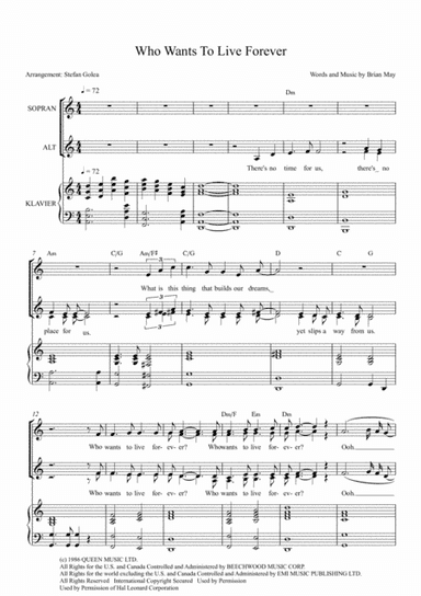 Who Wants To Live Forever (arr. Stefan Golea)