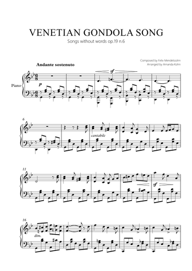 Venetian Gondola song op.19 n.6 (arr. Amanda Kohn)