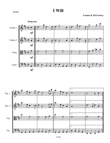 I Will (arr. Purple Pedagogy Publishing)
