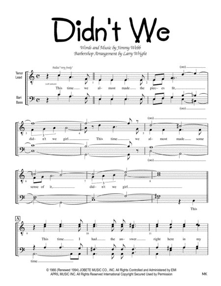 Didn't We (arr. Larry Wright)