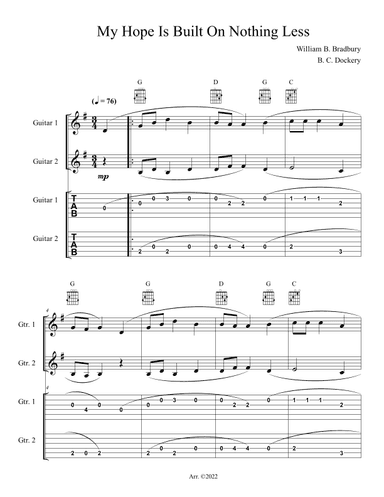 My Hope Is Built On Nothing Less (Guitar Duet or Trio with TAB) (arr. B. C. Dockery)