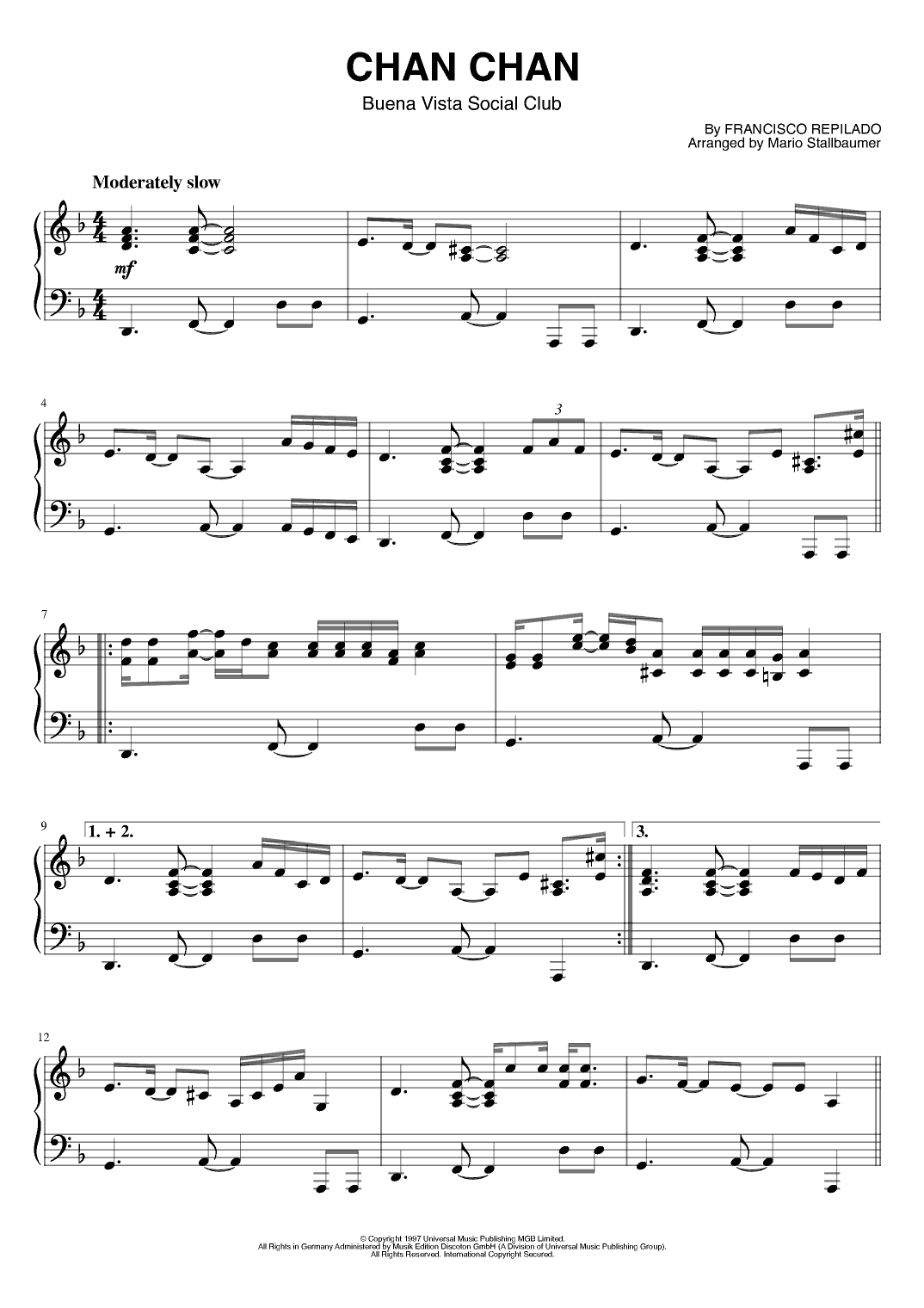 Chan Chan (chan Chan Son) (arr. Mario Stallbaumer)