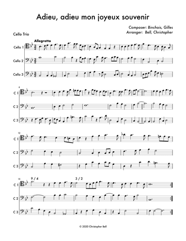 Adieu Adieu Mon Joyeux Souvenir (arr. Christopher Bell)