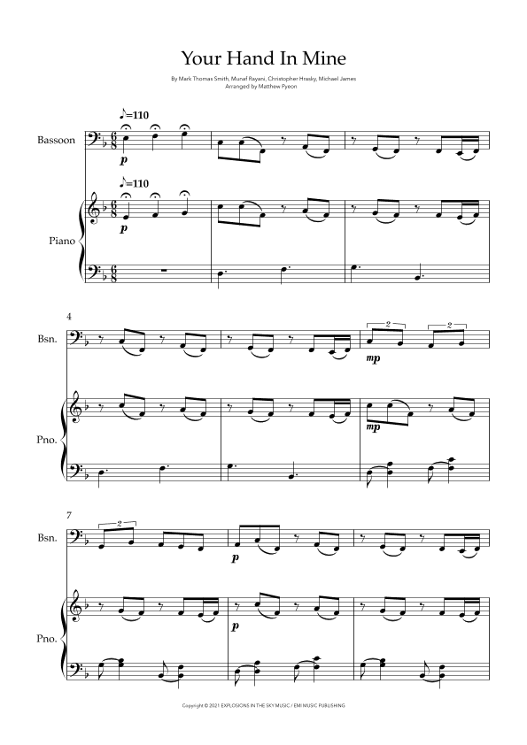 Your Hand In Mine (arr. Matthew pyeon)