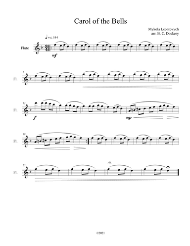 Carol of the Bells (Flute Solo) (arr. B. C. Dockery)