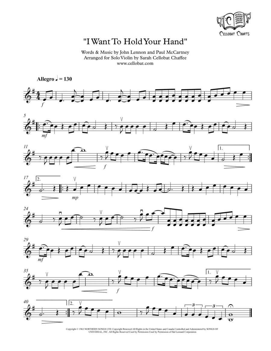 I Want To Hold Your Hand (arr. Sarah Cellobat Chaffee)