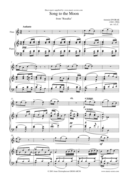 Song to the Moon - Flute and Piano (arr. Anne L Christopherson GRSM ARCM)