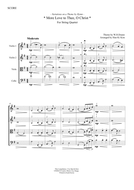 More Love to Thee O Christ (For String Quartet) (arr. Han-Ki Kim)