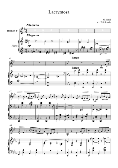 Lacrymosa from Requiem (Verdi) - Horn Solo (arr. Phil Rawle)