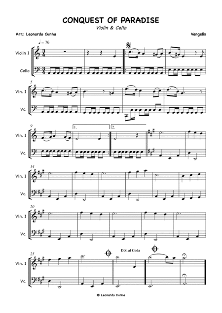 Conquest Of Paradise (arr. Leonardo Cunha)