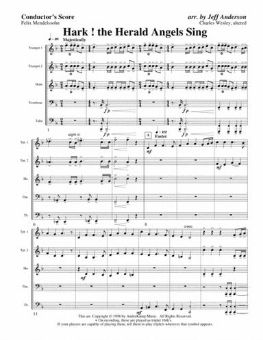 Hark the Herald Angels Sing for Brass Quintet (arr. Jeff D. Anderson)