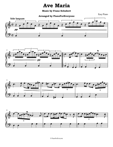 Ave Maria - Schubert (Easy Piano) (arr. PianoForEveryone)