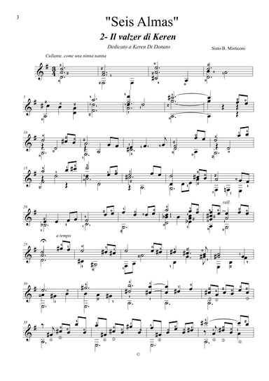 "Seis Almas" 6 brani per chitarra. 2- Il valzer di Keren