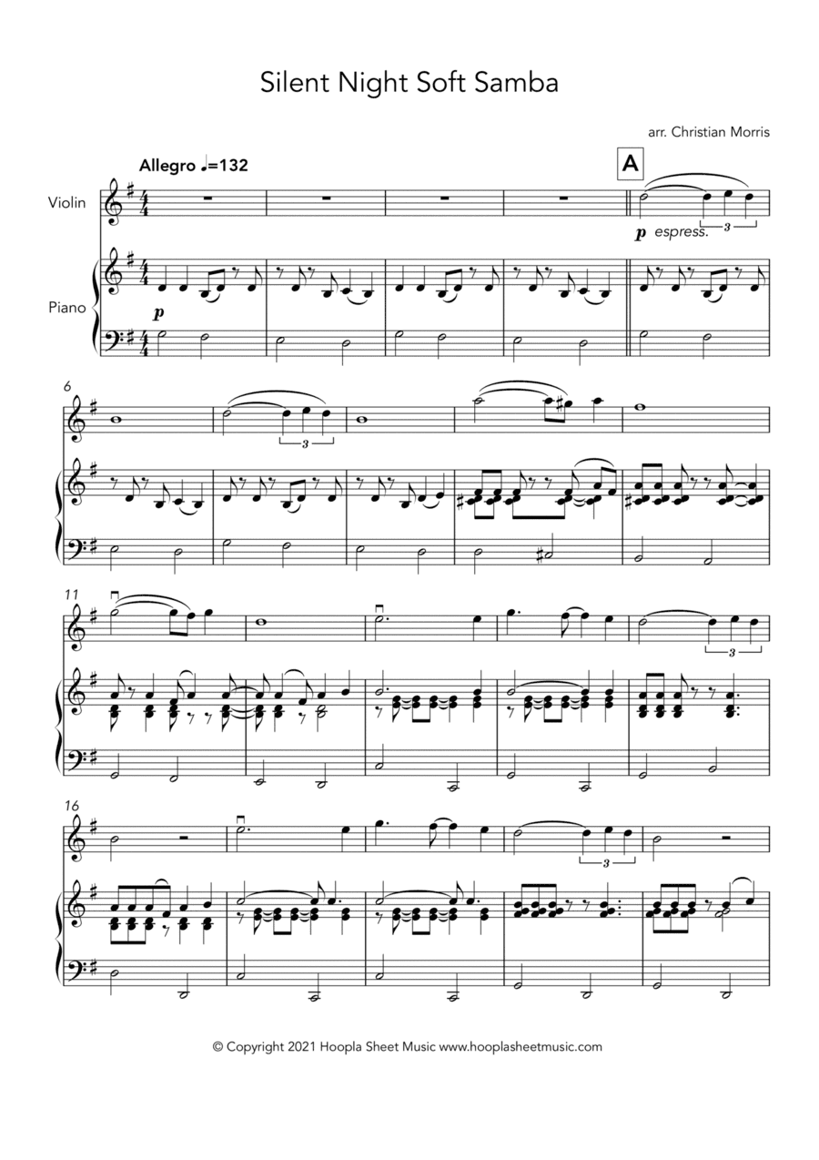 Silent Night Soft Samba (arr. Hoopla Sheet Music)