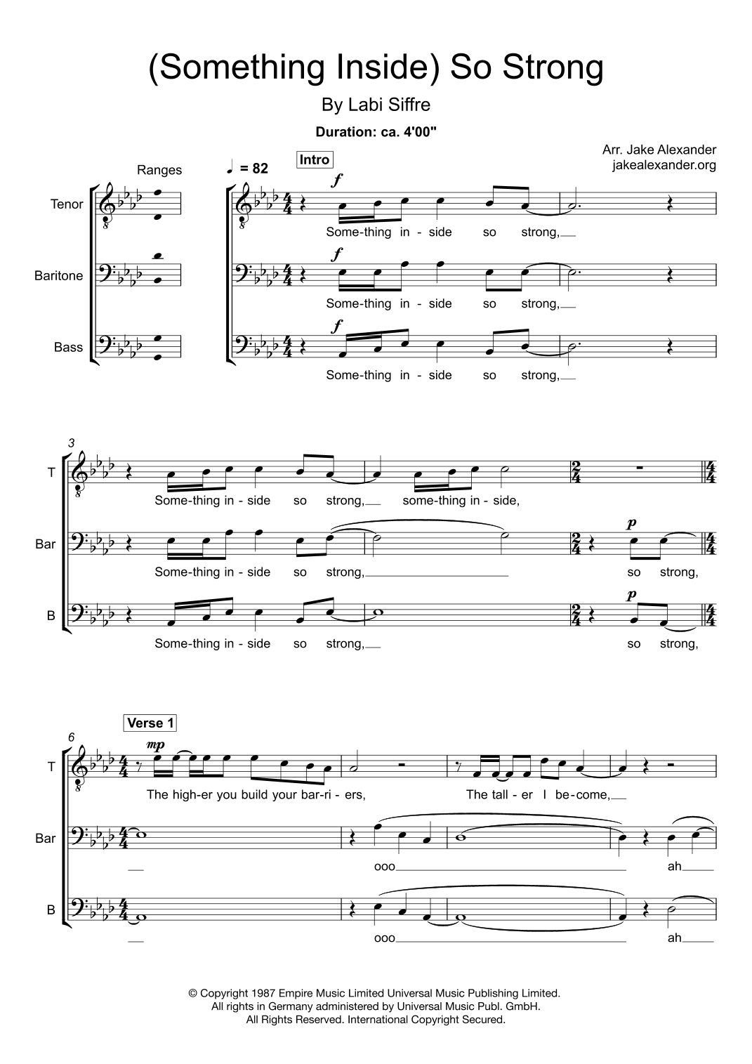 (something Inside) So Strong (arr. Jake Alexander)