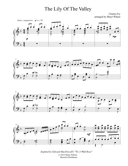 THE LILY OF THE VALLEY early adv. piano solo (arr. Meryt Wilson)