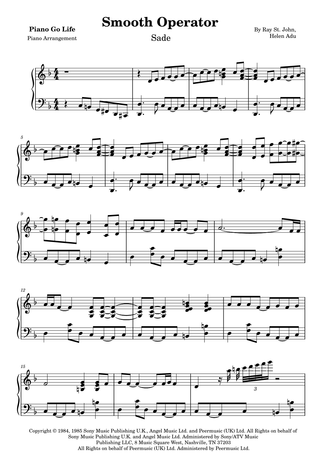 Smooth Operator (arr. Piano Go Life)