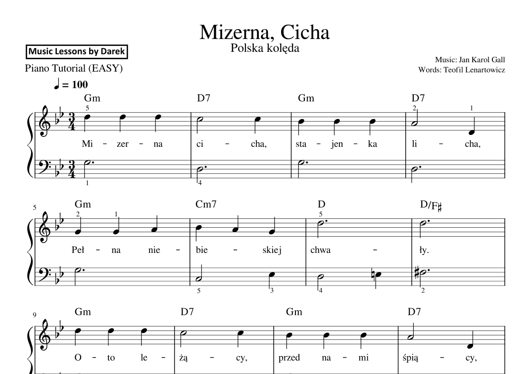 Mizerna, Cicha (Polish Christmas Carol) [EASY PIANO] (arr. Darek)