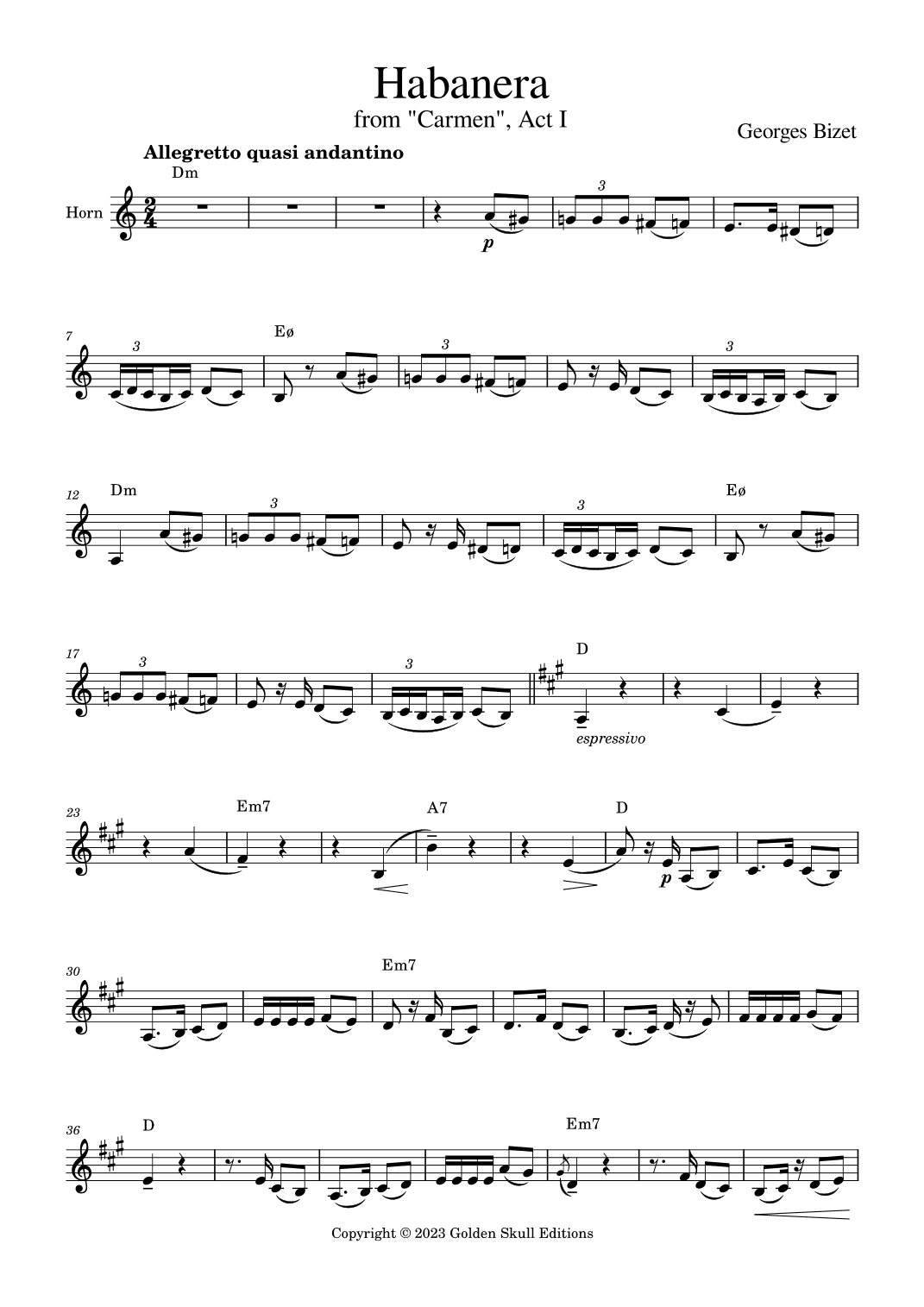 Habanera from "Carmen" (arr. Golden Skull Editions)