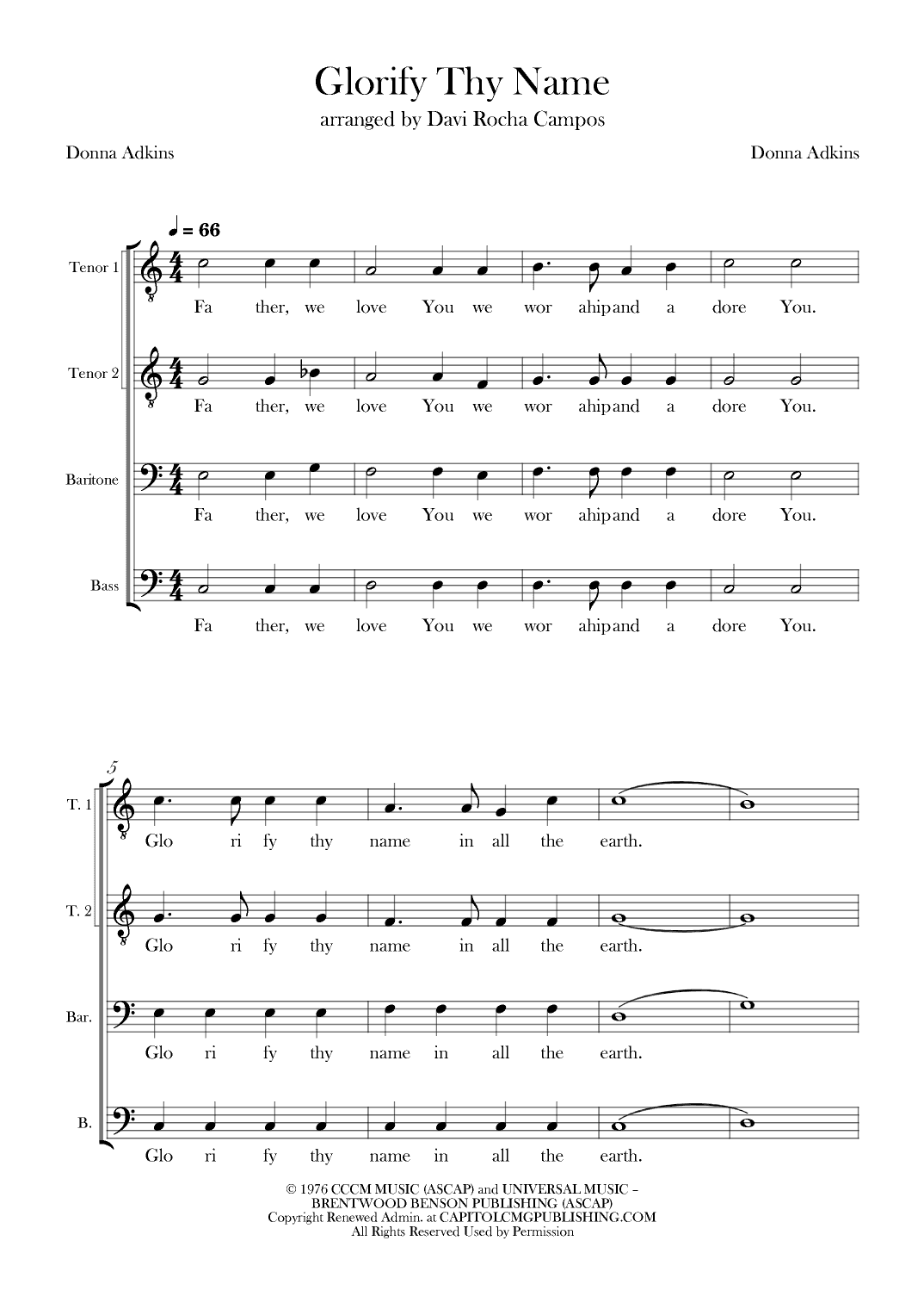 Glorify Thy Name (arr. Davi Rocha Campos)