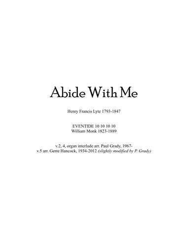 Abide With Me (SATB + Descant, with Organ) (arr. Paul Grady)