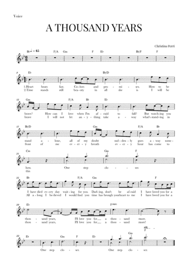 A Thousand Years (arr. Cadenza Editions)