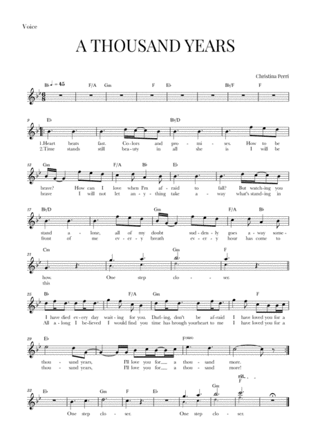 A Thousand Years (arr. Cadenza Editions)