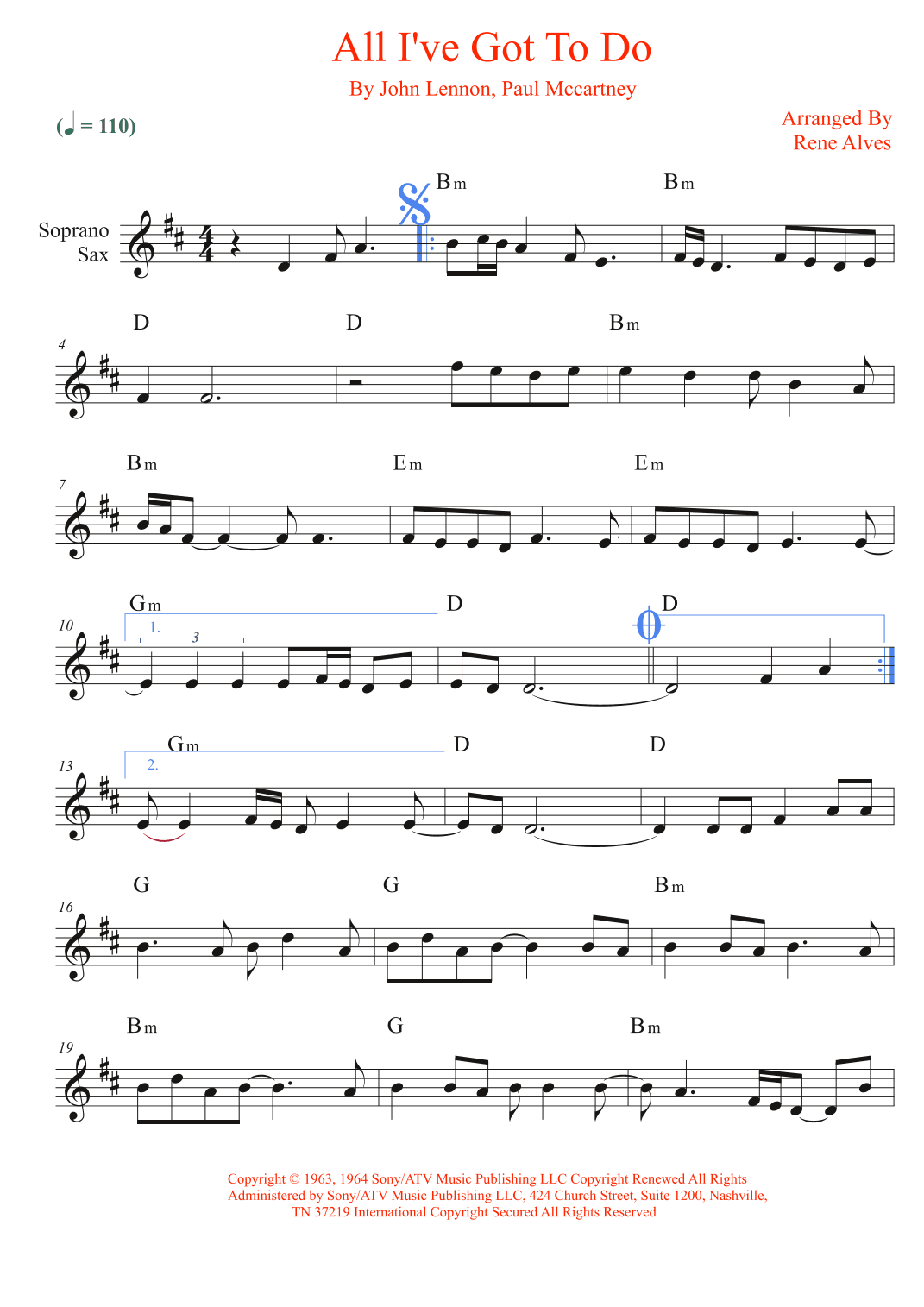 All I've Got To Do (arr. Rene Alves)