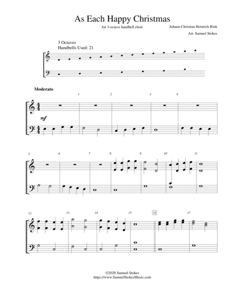 As Each Happy Christmas - for 3-octave handbell choir (arr. Samuel Stokes)