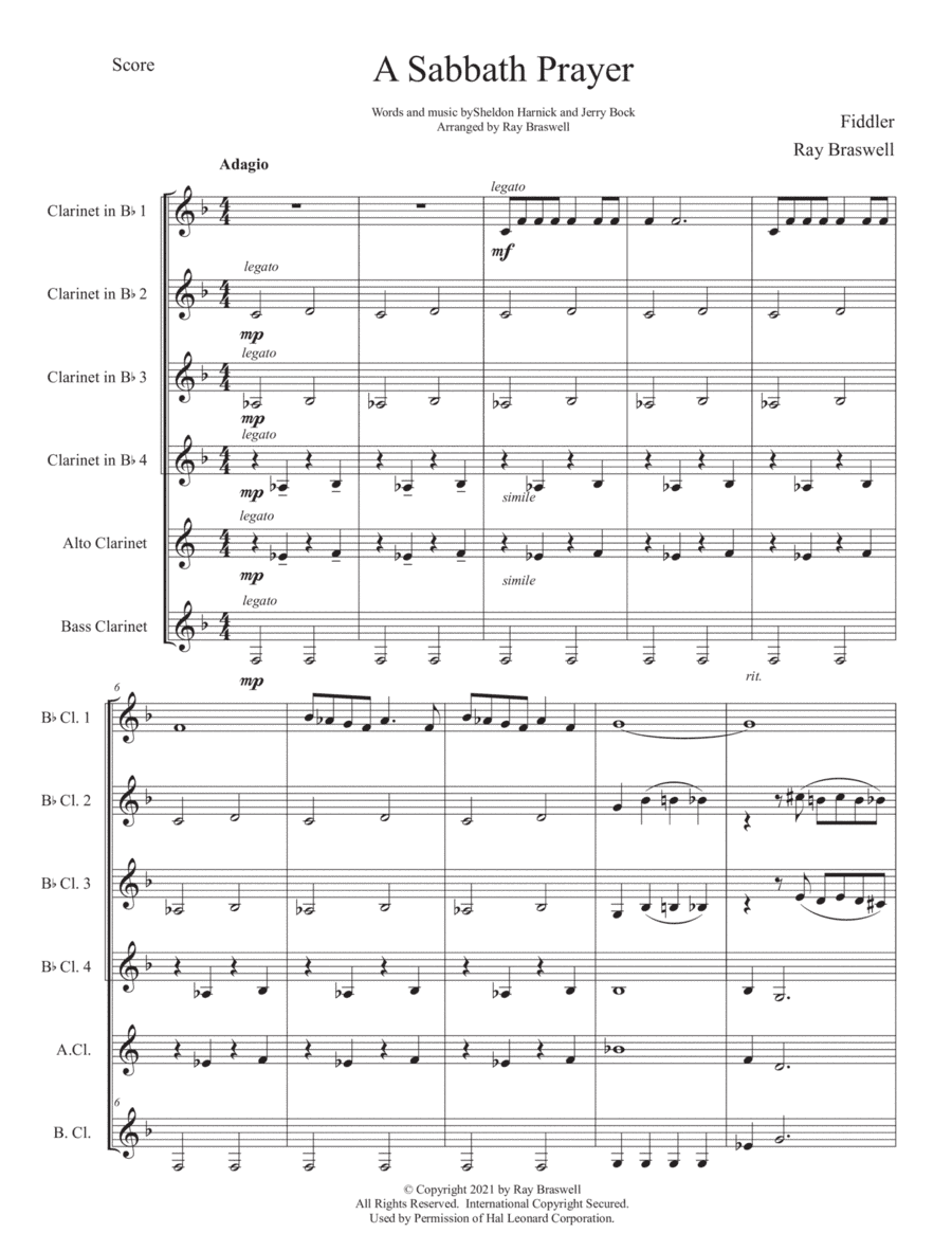 Fiddler On The Roof (show) (arr. Ray Braswell)