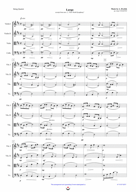 Largo (Dvorák -  New World Symphony) (arr. Josef STASTNY)