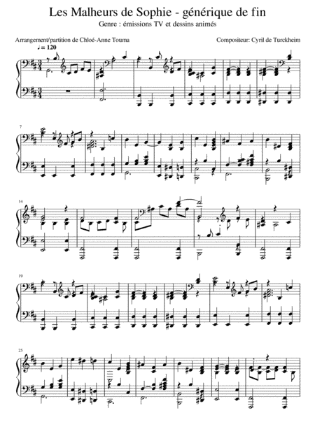 Les Malheurs de sophie (générique TV de fin) (arr. Chloé-Anne Touma)