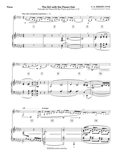 La Fille aux Cheveux de Lin (The Girl with the Flaxen Hair) (arr. Brandon C Stanley)
