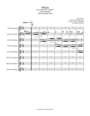 Allegro (from "Sonata for Trumpet") (Bb) (Saxophone Octet - 4 Alto, 3 Tenor, 1 Bari) (Alto lead) (arr. Regis Bookshar)
