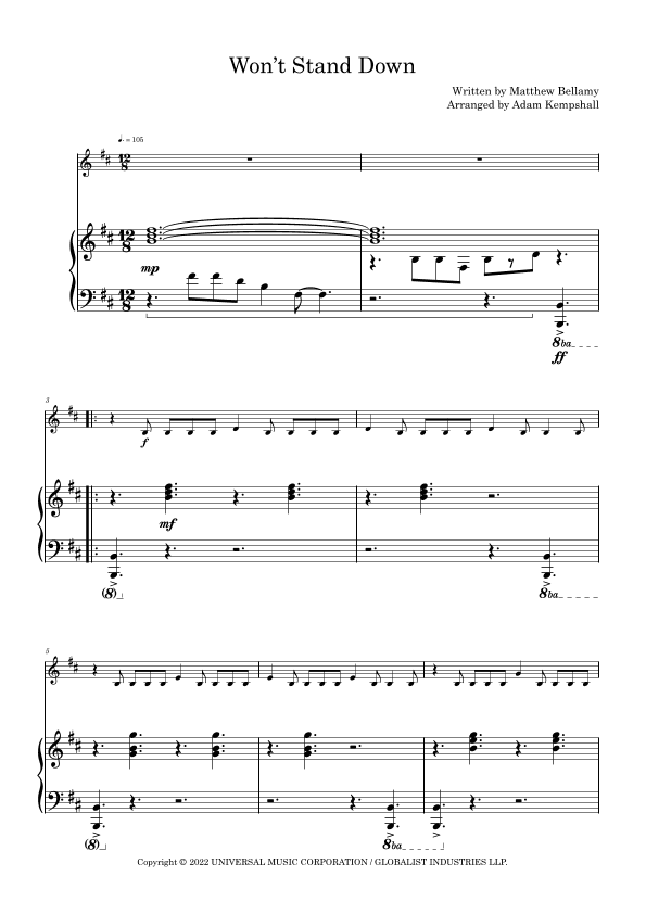 Won't Stand Down (arr. Adam Kempshall)