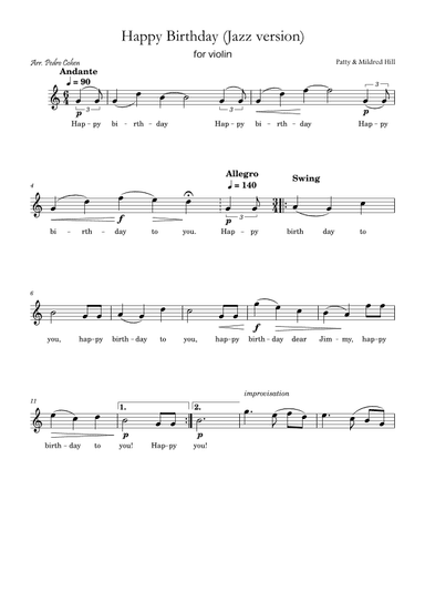 Happy Birthday (jazz version) (arr. Pedro Cohen)