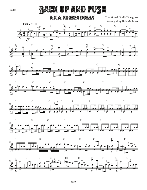 Back Up And Push for Fiddle Solo (arr. Bob Mathews)