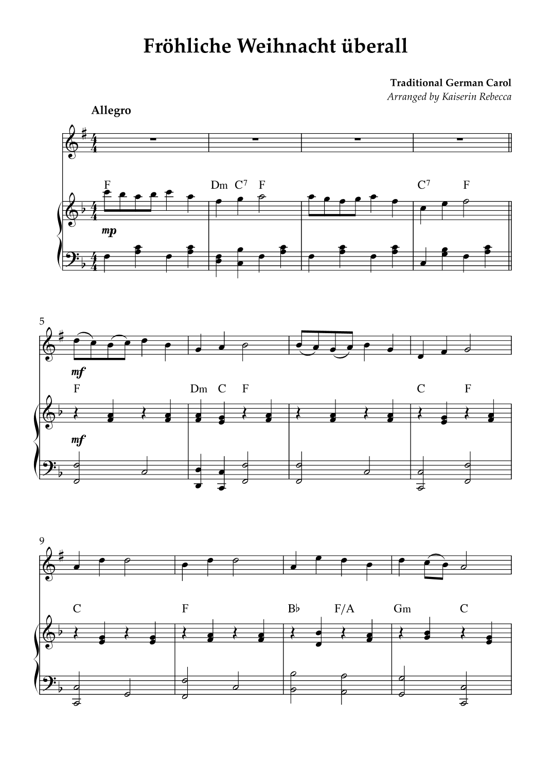 Fröhliche Weihnacht überall (arr. Kaiserin Rebecca)