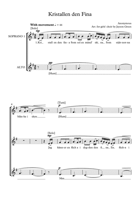 Kristallen den Fina (arr. Jayson Green)