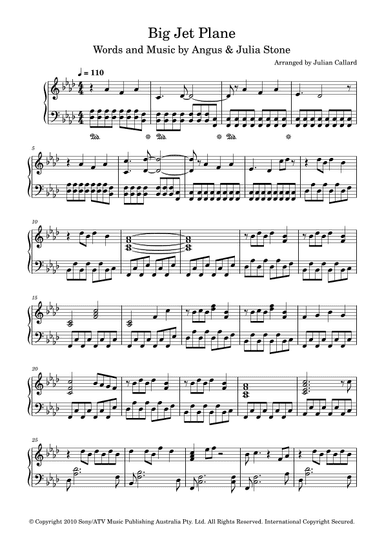 Big Jet Plane (arr. Julian Callard)