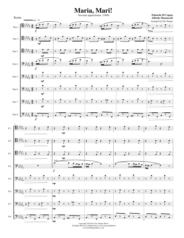 Maria, Mari! for Trombone or Low Brass Octet (arr. Eric Burger Music)