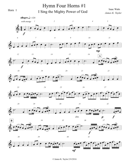 I SING THE MIGHTY POWER OF GOD (Horn Quartet #1) (arr. James K. Taylor)