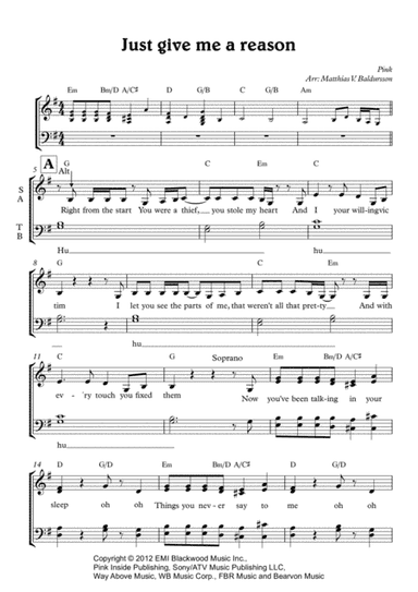 Just Give Me A Reason (arr. Matthías V. Baldursson)