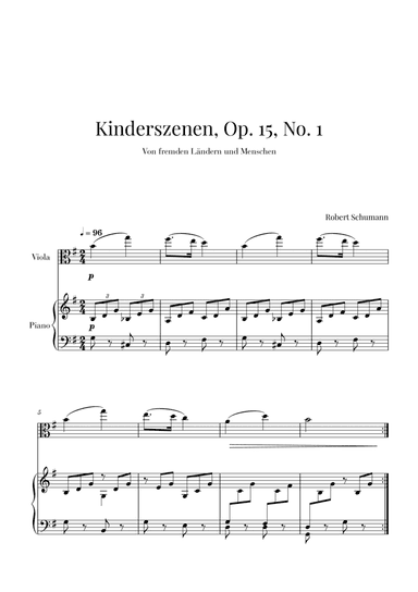 Kinderszenen, Op 15, No. 1 (for Viola and Piano) (arr. Cadenza Editions)